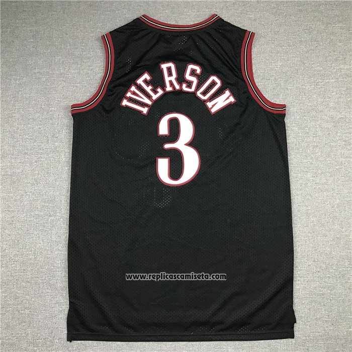 Camiseta Philadelphia 76ers Allen Iverson #3 Mitchell & Ness 1997-98 Negro